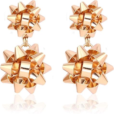 christmas bow earrings gold